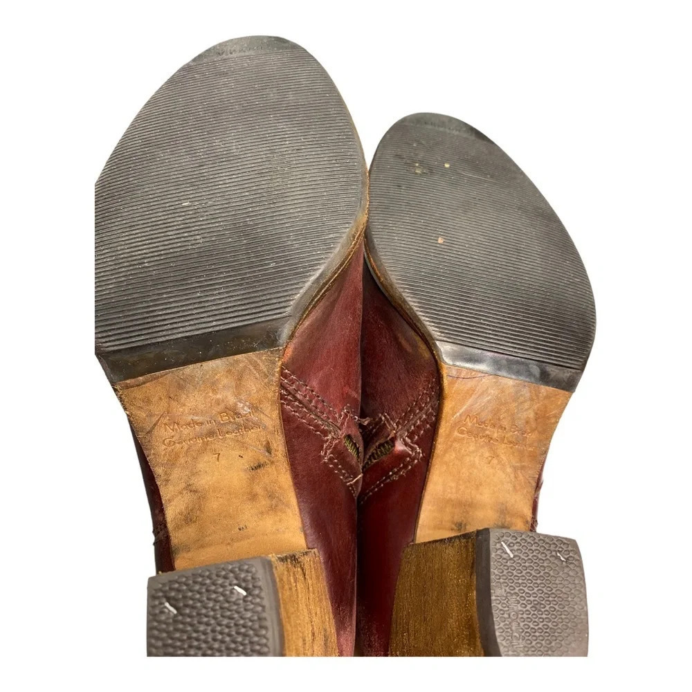 Madewell leather zipper ankle boot maroon size 7 - Picture 8 of 9